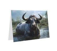 YYHWHJDE Red Greeting Card Water Buffalo Pattern for Christmas, Children's Birthday, Valentine's Day, and Party Invitation