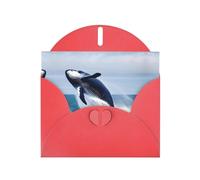 YYHWHJDE Red Greeting Card Whales at sea Pattern for Christmas, Children's Birthday, Valentine's Day, and Party Invitation