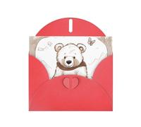 YYHWHJDE Red Greeting Card White bear brown bear Pattern for Festive Birthday Party Invitation