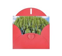 YYHWHJDE Red Greeting Card Willow Tree Pattern Perfect for Valentine's Day, Wedding Anniversary & Party Invitations