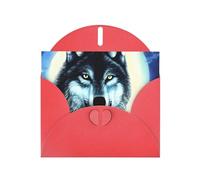YYHWHJDE Red Greeting Card wolf under moon Prints for Christmas, Children's Birthday, Valentine's Day, and Party Invitation