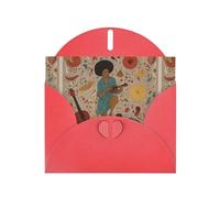 YYHWHJDE Red Greeting Card Woman playing guitar Pattern Perfect for Valentine's Day, Wedding Anniversary & Party Invitations