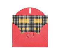 YYHWHJDE Red Greeting Card Yellow Gray Black Plaid Prints for Christmas, Children's Birthday, Valentine's Day, and Party Invitation