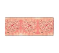 YYHWHJDE Red Heart Flowers Pattern Extra Large Mouse Pad Strong Adhesion, Durable, Precise Locking Edge 12x31.5in