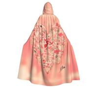 YYHWHJDE Red Heart Flowers Printing Halloween Adult Hooded Cloak for Parties and Costume Events