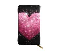 YYHWHJDE Red Heart Pink Glitter Printing Quality Leather Long Clutch Wallet Designed for Fashion Girls and Women Stylish 7.48 x 4.13 in