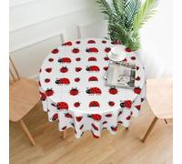 YYHWHJDE Red Ladybug Prints Round Decorative Tablecloth 60in - Elevate Your Dining Space with this Elegant Throw for Everyday Charm & Special Occasions