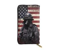 YYHWHJDE Red Line Firefighter USA Flag Printed Quality Leather Long Clutch Wallet Designed for Fashion Girls and Women Stylish 7.48 x 4.13 in
