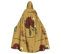 YYHWHJDE Red moonflower Pattern Halloween Adult Hooded Cloak for various party and carnival settings