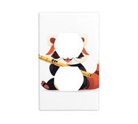 YYHWHJDE Red Panda Playing Bamboo Flute Prints Double Socket Wall Panel Decorative for Residential and Commercial Areas 4.5x2.76in