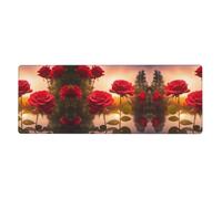 YYHWHJDE red Roses by The River Prints Extra Large Mouse pad Mousepad 12x31.5in for Office Gaming Learning