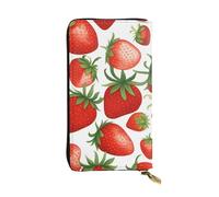 YYHWHJDE Red Strawberry Fruit Printing Quality Leather Long Clutch Wallet Designed for Fashion Girls and Women Stylish 7.48 x 4.13 in