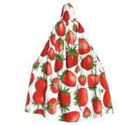 YYHWHJDE Red Strawberry Fruit Prints Halloween Adult Hooded Cloak for Parties and Costumes