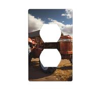 YYHWHJDE Red Tractor Picture Double Socket Wall Panel Decorative is Durable and Suitable for Socket Light Switch Accessories 4.5x2.76in
