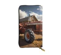 YYHWHJDE Red Tractor Picture Quality Leather Long Clutch Wallet Designed for Fashion Girls and Women Stylish 7.48 x 4.13 in