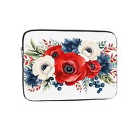 YYHWHJDE Red White and Blue Flowers Pattern Shockproof Portable Laptop 12 inch Sleeve Bag for Men and Women - Ideal for Business Travel, School, and Daily Use