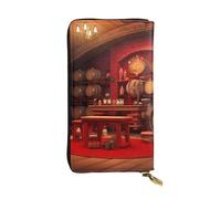 YYHWHJDE Red Wine Cellar Printing Quality Leather Long Clutch Wallet Designed for Fashion Girls and Women Stylish 7.48 x 4.13 in