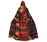 YYHWHJDE Red Wine Cellar Prints Halloween Adult Hooded Cloak for Parties and Costumes