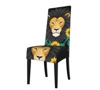YYHWHJDE Removable Dining Chair Covers AEKGOHP The lion among the sunflower Pattern - Soft, Comfortable, Wrinkle Resistant, No Ironing Needed Stretchable for Most Armless Chair