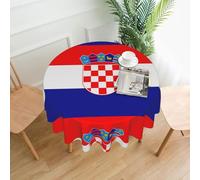 YYHWHJDE Republic of Croatia flag Prints 60in Round Table Throw - High-Grade Polyester Table Cover for Elegant Dining & Outdoor Events