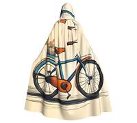 YYHWHJDE Retro bicycle Prints Adult Hooded Cloak is a super large, comfortable, and durable Halloween hooded poncho