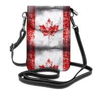 YYHWHJDE Retro Canada Flag Genuine Leather Crossbody Phone Pouch