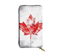 YYHWHJDE Retro Canada Flag Printing Quality Leather Long Clutch Wallet Designed for Fashion Girls and Women Stylish 7.48 x 4.13 in