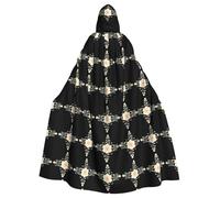 YYHWHJDE Retro cross flower shape Picture Halloween Adult Hooded Cloak for Role-Playing, Costumes, and Theme Parties