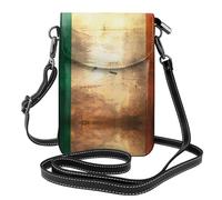 YYHWHJDE Retro Irish Flag Prints Small Leather Women'S Crossbody Flip Phone Bag, Waterproof And Durable