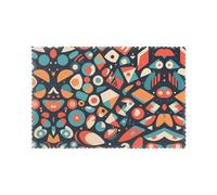 YYHWHJDE Retro Pattern Fragments Prints Placemats Set of 6 12x18in - Elevate Every Meal with Durable & Customizable Table Layers