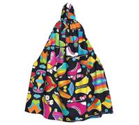 YYHWHJDE Retro Roller Skates Prints Adult Hooded Cloak is a super large, comfortable, and durable Halloween hooded poncho