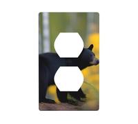 YYHWHJDE rge and Small Black Bears Picture Double Socket Wall Panel Decorative is Durable and Suitable for Socket Light Switch Accessories 4.5x2.76in