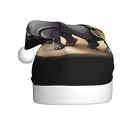 YYHWHJDE Rhino under the coconut tree Prints Christmas Hat for Adult Soft, lightweight Holiday party use