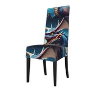 YYHWHJDE Roaring Dragon Printing Protection Cover for Dining Chair - Soft, Comfortable, Wrinkle-Resistant Elastic Fits Most Armless Chairs
