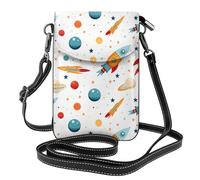 YYHWHJDE Rocket Clipart Space Ship Prints Small Leather Women'S Crossbody Flip Phone Bag, Waterproof And Durable