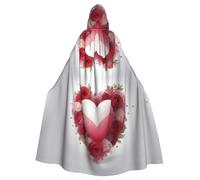YYHWHJDE Romantic Heart Pattern Halloween Adult Hooded Cloak for Party Costume Cosplay Stage Masquerade Theme Dance Comic Con