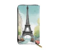 YYHWHJDE Romantic Paris Eiffel Tower Bycicle Picture Quality Leather Long Clutch Wallet Designed for Fashion Girls and Women Stylish 7.48 x 4.13 in