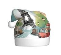 YYHWHJDE Romantic Paris Eiffel Tower Bycicle Prints Christmas Hat for Adult for men and women clothing headband for festive occasions