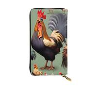 YYHWHJDE Rooster and Chicken Picture Quality Leather Long Clutch Wallet Designed for Fashion Girls and Women Stylish 7.48 x 4.13 in