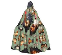 YYHWHJDE Rooster and Chicken Printing Halloween Adult Hooded Cloak for Parties and Costume Events