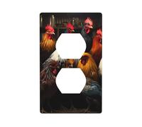YYHWHJDE Rooster Family Portfolio Pattern Double Socket Wall Panel Decorative for Residential and Commercial Areas 4.5x2.76in