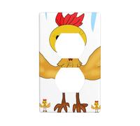 YYHWHJDE Rooster in The Square Pattern Double Socket Wall Panel Decorative is Durable and Suitable for Socket Light Switch Accessories 4.5x2.76in