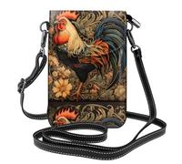 YYHWHJDE Rooster Print Prints Small Leather Women'S Crossbody Flip Phone Bag, Waterproof And Durable