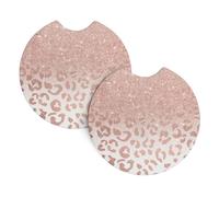 YYHWHJDE rose gold glitter Prints Car Cup Coasters 2-Pack - Engineered Chloroprene Rubber Layers, Heat & Cold Resistant - Protect & Preserve Vehicle Interiors