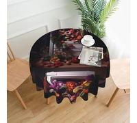 YYHWHJDE Round Decorative Tablecloth 60in A refrigerator full of flowers Picture Waterproof, Washable, and Reusable for Dining, Coffee, Picnic, Wedding, Party
