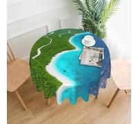 YYHWHJDE Round Decorative Tablecloth 60in An island in the ocean Prints for Indoor and Outdoor Use on Round Tables Like Coffee Tables, Dining Tables, and Farm Tables