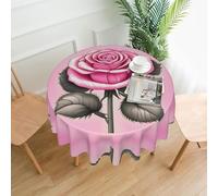 YYHWHJDE Round Decorative Tablecloth 60in Beautiful pink roses Pattern for Indoor and Outdoor Use on Round Tables Like Coffee Tables, Dining Tables, and Farm Tables