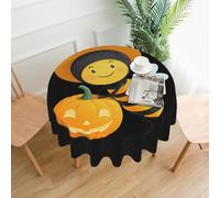 YYHWHJDE Round Decorative Tablecloth 60in Bee Holding A Pumpkin Pattern Waterproof, Washable, and Reusable for Dining, Coffee, Picnic, Wedding, Party