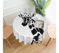 YYHWHJDE Round Decorative Tablecloth 60in Black and white giraffe Prints for Indoor and Outdoor Use on Round Tables Like Coffee Tables, Dining Tables, and Farm Tables