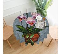 YYHWHJDE Round Decorative Tablecloth 60in Blooming Orchids Pattern for Indoor and Outdoor Use on Round Tables Like Coffee Tables, Dining Tables, and Farm Tables